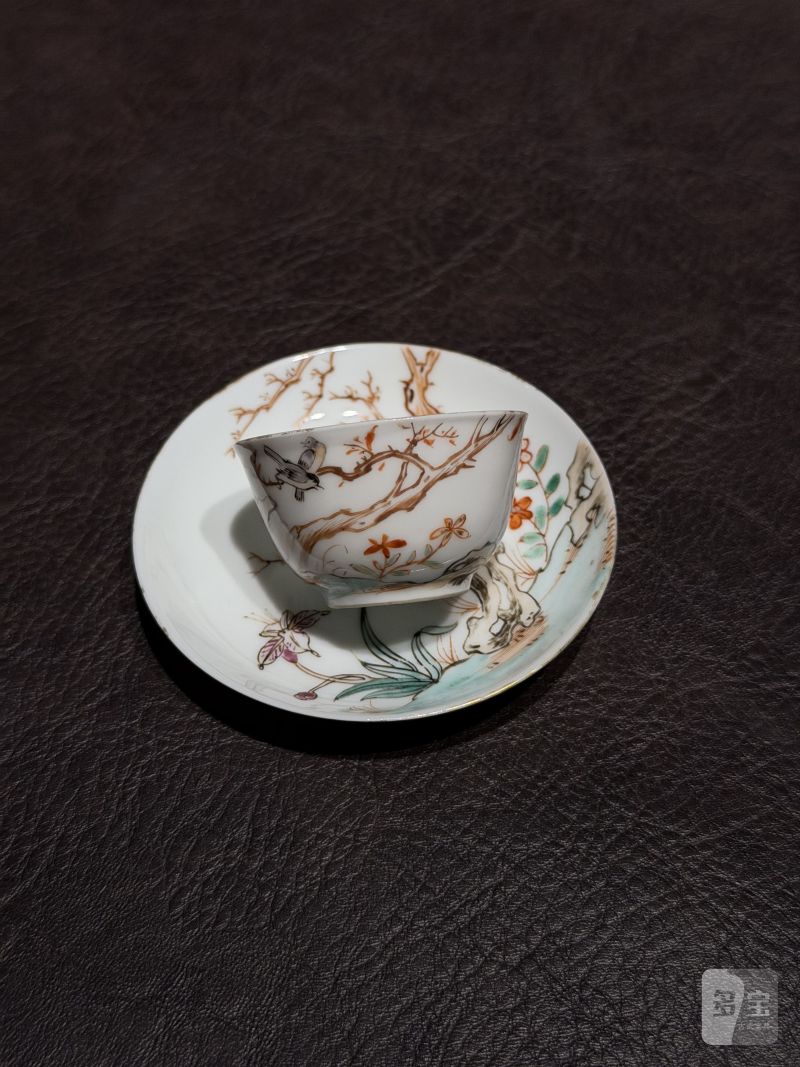 清乾隆 粉彩花鸟纹茶具一套25件 - 图14